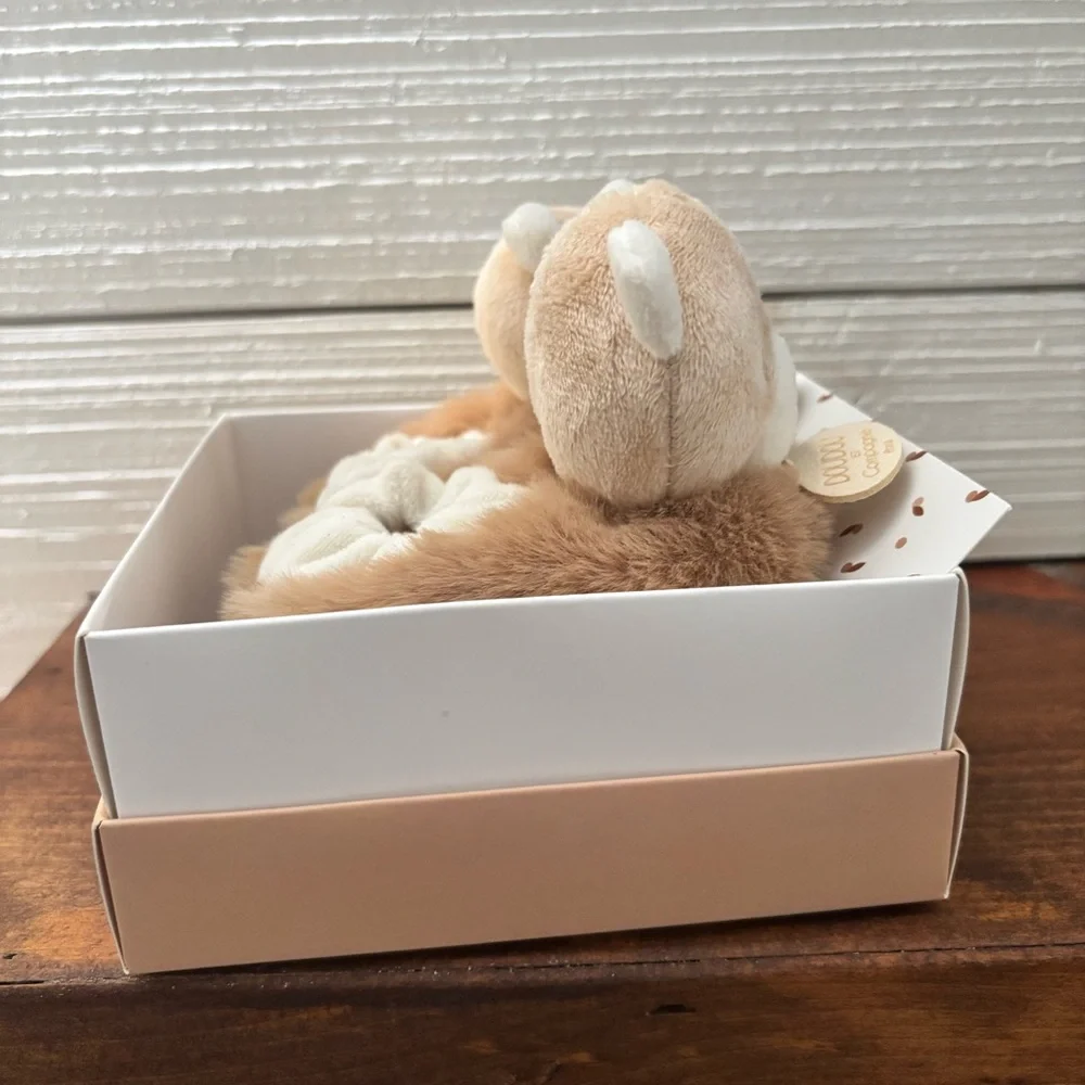 DOUDOU Compagnie Paris Baby Brown Bear Booties Plush Rattle Slippers Shoes 0-6M
